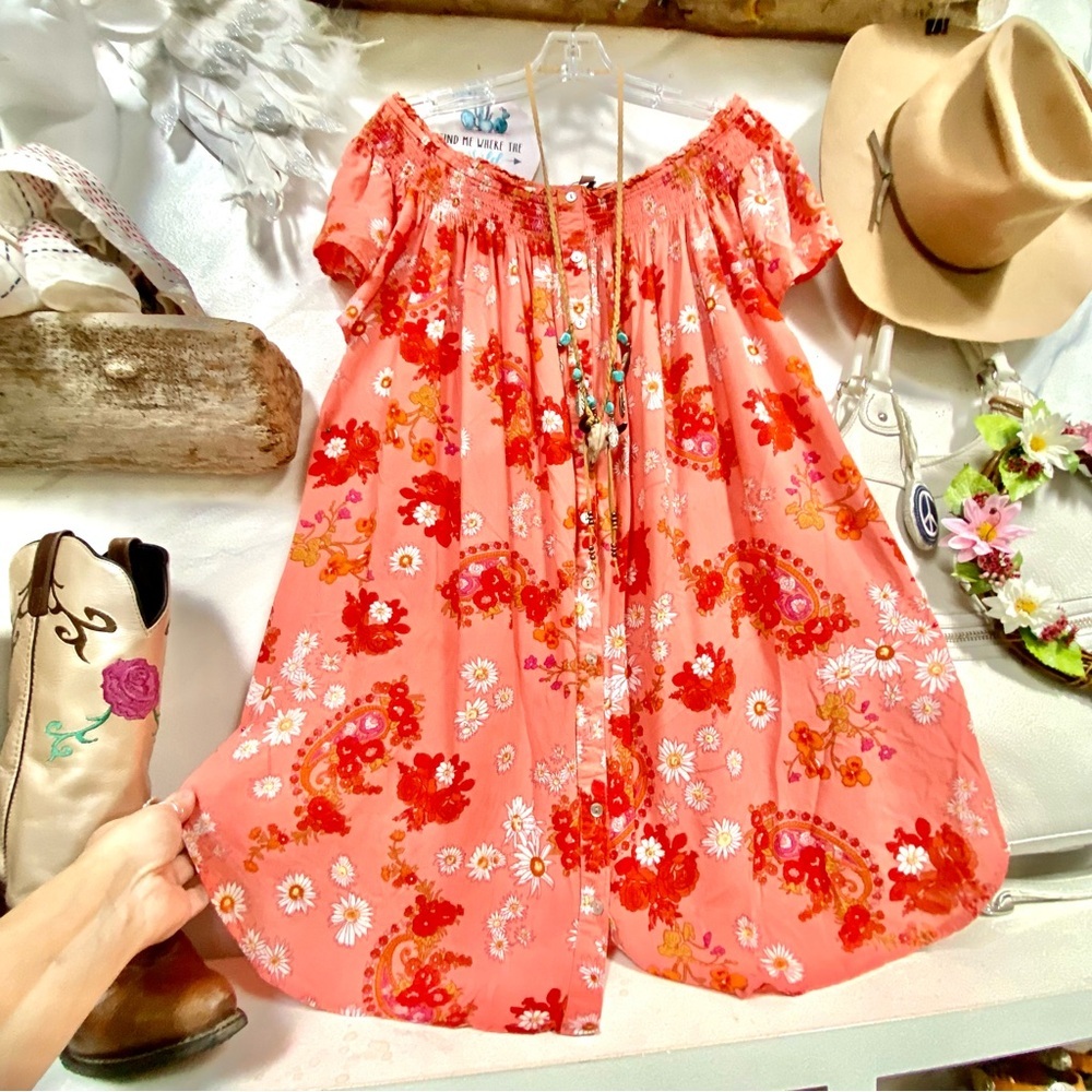 Anthropologie Patrons Of Peace off the shoulder tunic/mini dress w prairie vibe - Picture 8 of 10
